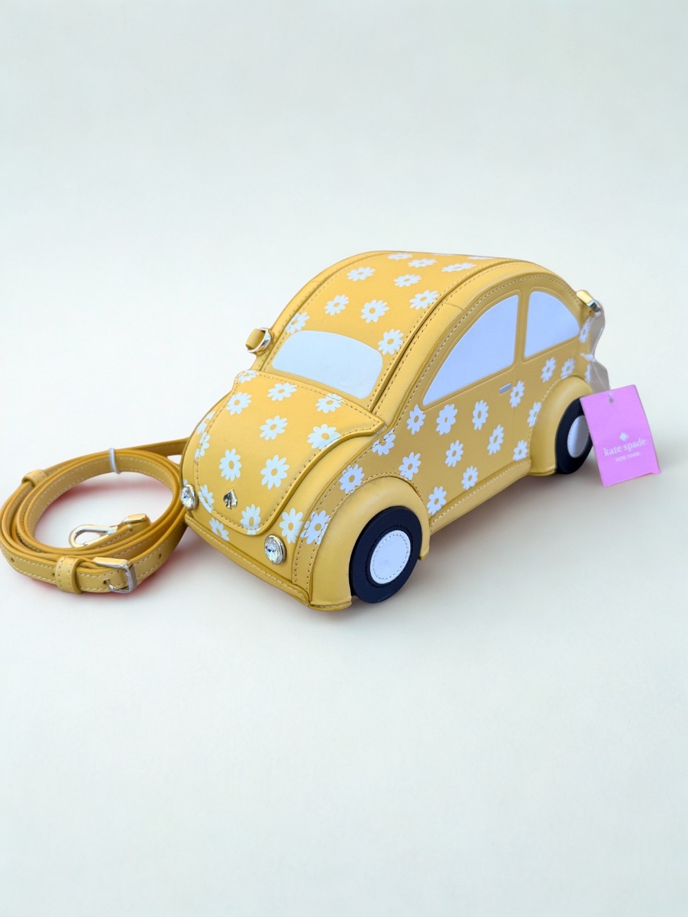 SOLD! NWT Kate Spade Beep Beep Car K6051 Crossbody Bag Yellow RARE w Dust Bag - Picture 11 of 12